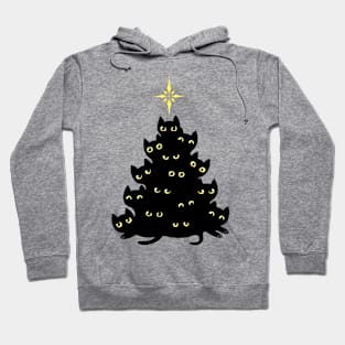 Black Cat happy Christmas tree Hoodie